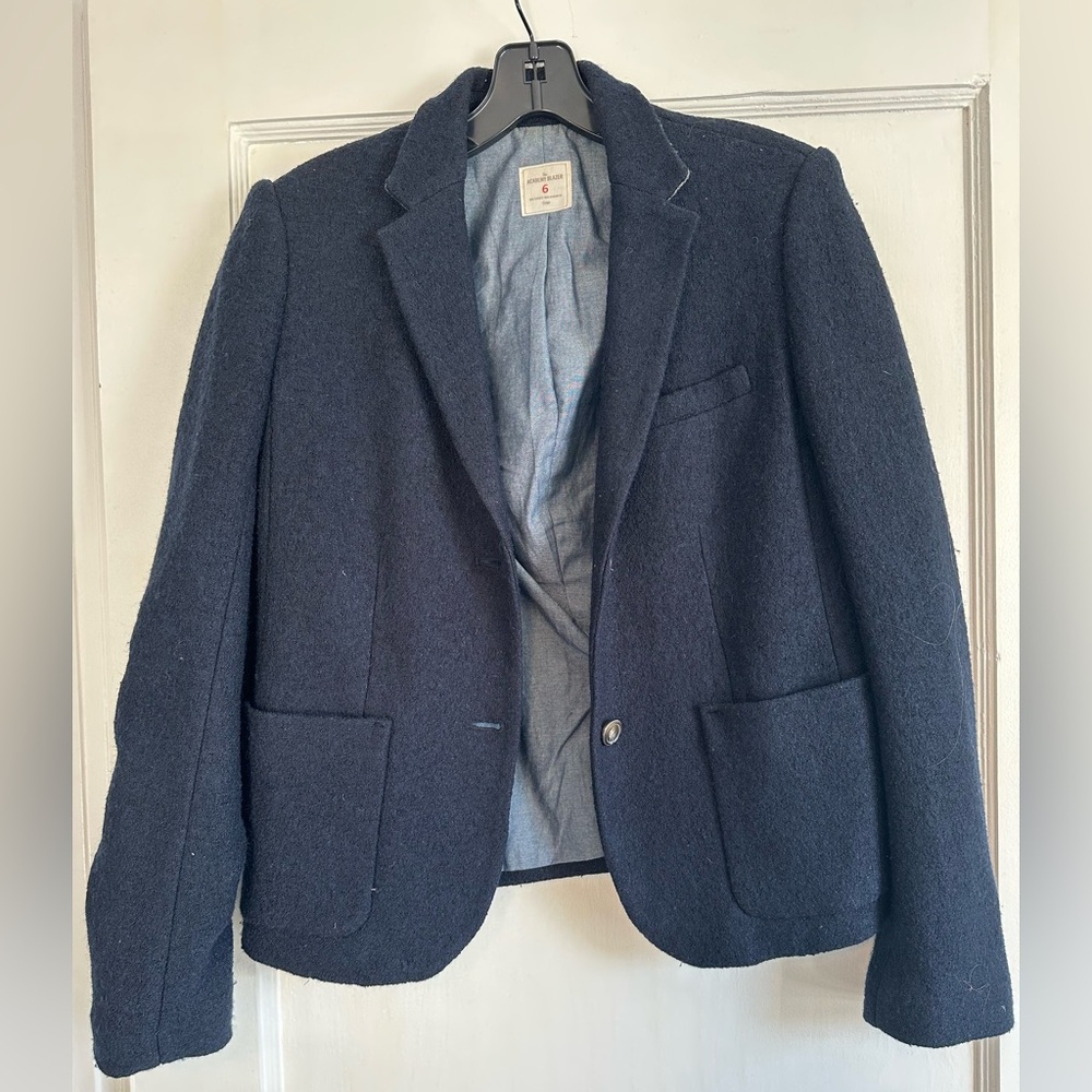 Gap The Academy Blazer women’s navy blue wool blend structured jacket size 6